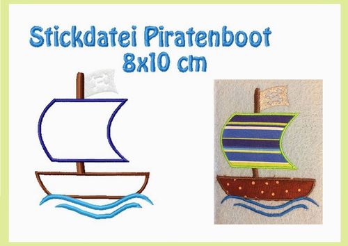 Piratenboot 7 x 10, Stickdatei, Applikation