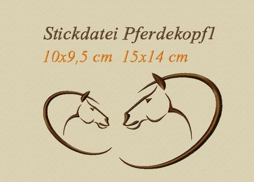 Stickdatei, Pferdekopf in 2 größen, 10x9 14x15 cm